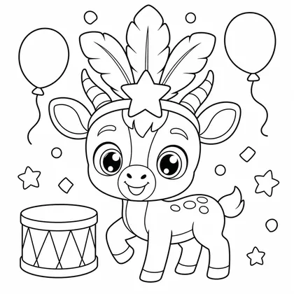 Dibujo de antilope con tocado de plumas para colorear
