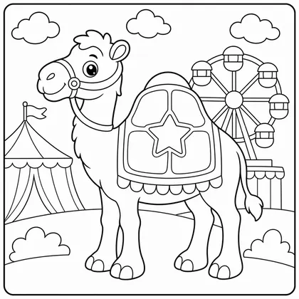 Dibujo de camello con silla de fiesta para colorear