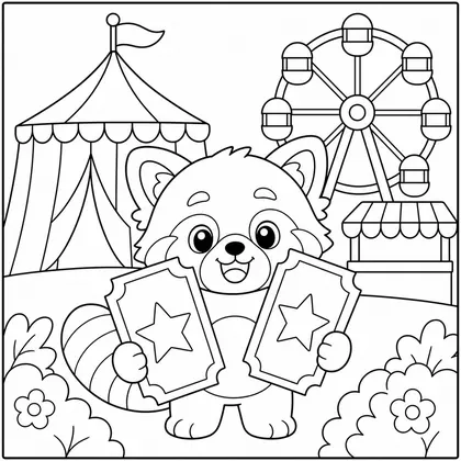 Dibujo de panda rojo con entradas para colorear