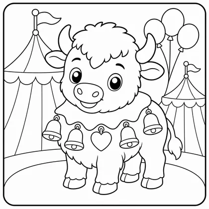 Dibujo de bisonte con cascabeles para colorear