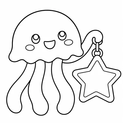 Dibujo de medusa con farol de estrella para colorear