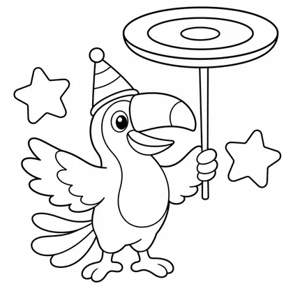 Dibujo de tucan con plato giratorio para colorear