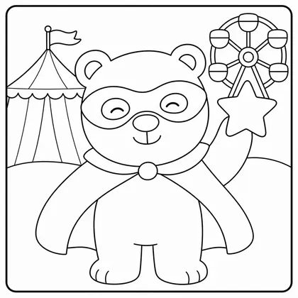 Dibujo de oso polar con mascara de fiesta para colorear
