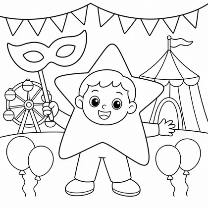Dibujo de niña con disfraz de estrella para colorear