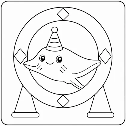 Dibujo de mantarraya con aro de fiesta para colorear
