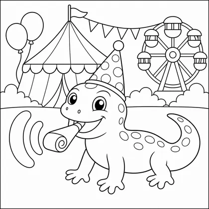 Dibujo de salamandra con silbato para colorear