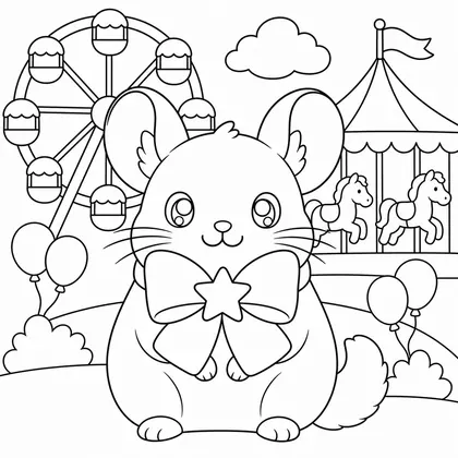 Dibujo de chinchilla con lazo gigante para colorear
