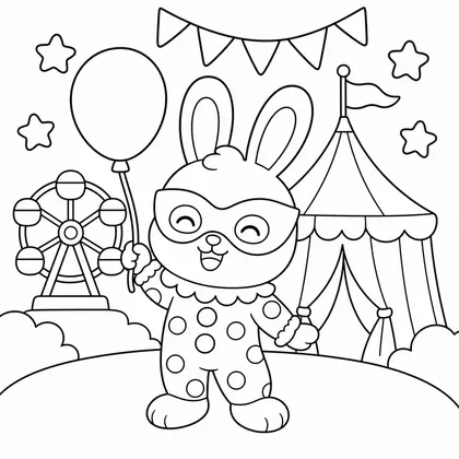 Dibujo de conejo con antifaz para colorear