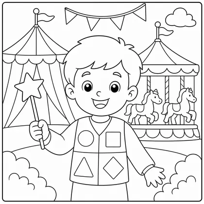 Dibujo de niño con chaleco de fiesta para colorear
