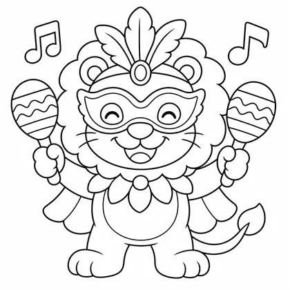 Dibujo de leon con maracas para colorear
