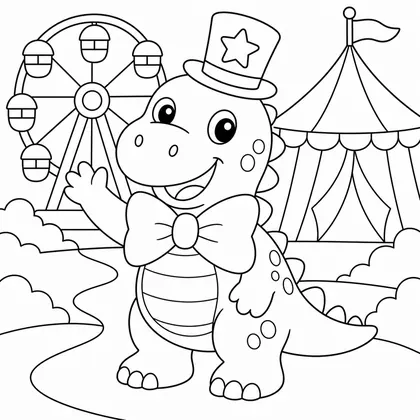 Dibujo de dinosaurio con pajarita para colorear