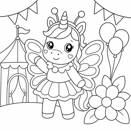 Dibujo de unicornio con alas de disfraz para colorear