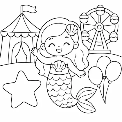 Dibujo de niña sirena de carnaval para colorear