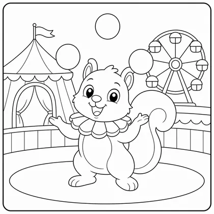 Dibujo de ardilla malabarista para colorear