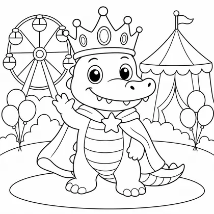 Dibujo de cocodrilo rey de carnaval para colorear