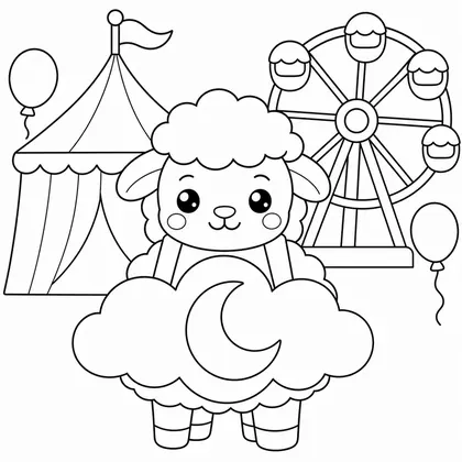 Dibujo de oveja con disfraz de nube para colorear