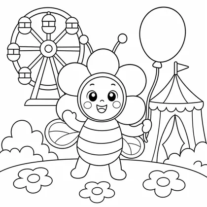 Dibujo de abeja con disfraz de flor para colorear