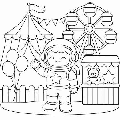Dibujo de niño astronauta de carnaval para colorear