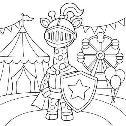 Dibujo de jirafa caballera de carnaval para colorear