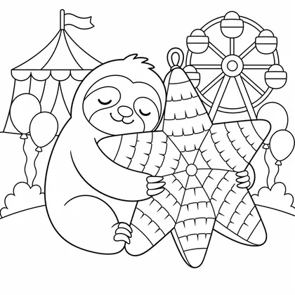 Dibujo de perezoso con pinata para colorear