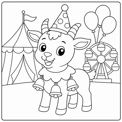 Dibujo de cabrita con collar de campanas para colorear