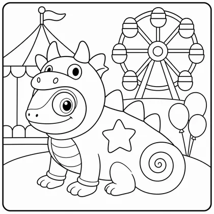 Dibujo de camaleon con disfraz de dragon para colorear