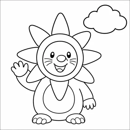 Dibujo de topo con disfraz de sol para colorear