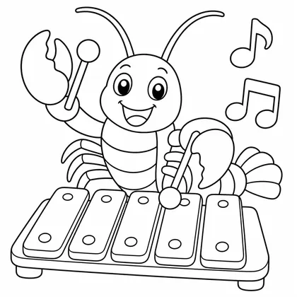 Dibujo de langosta con xilófono para colorear