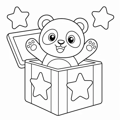 Dibujo de panda en caja sorpresa para colorear