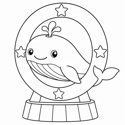 Dibujo de ballena con aro festivo para colorear