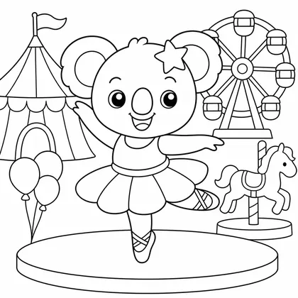 Dibujo de koala bailarina de carnaval para colorear