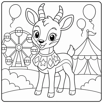Dibujo de gacela con panuelo de carnaval para colorear