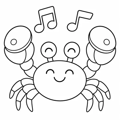 Dibujo de cangrejo con castanuelas para colorear