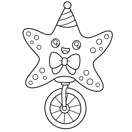 Dibujo de estrella de mar en monociclo para colorear
