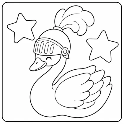 Dibujo de cisne con casco de fiesta para colorear