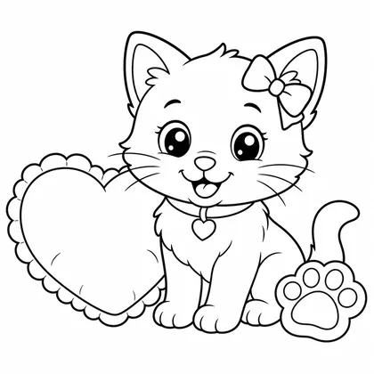 Kitten with bow coloring page