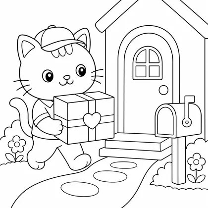 Dibujo de gato repartidor para colorear