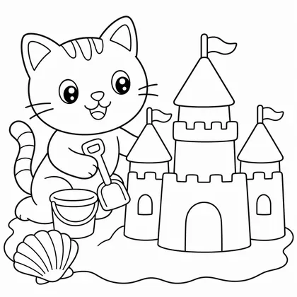 Dibujo de gato tocando la bateria para colorear