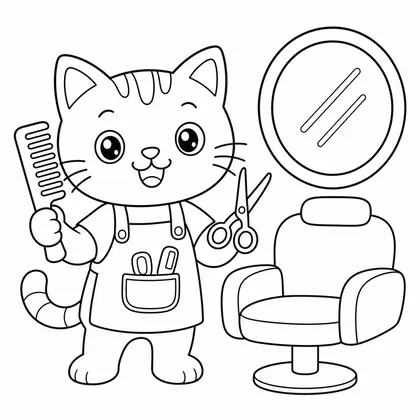 Dibujo de gato haciendo un castillo de arena para colorear