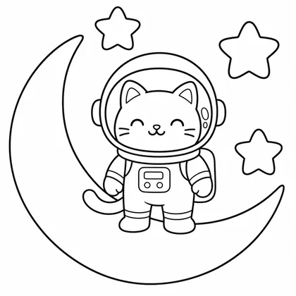 Dibujo de gato astronauta para colorear