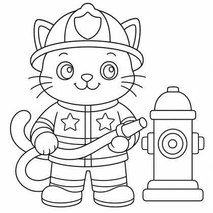 Dibujo de gato bombero para colorear