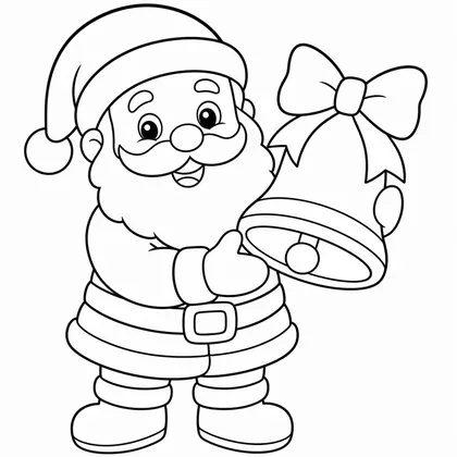 Dibujo de papá noel con campana para colorear