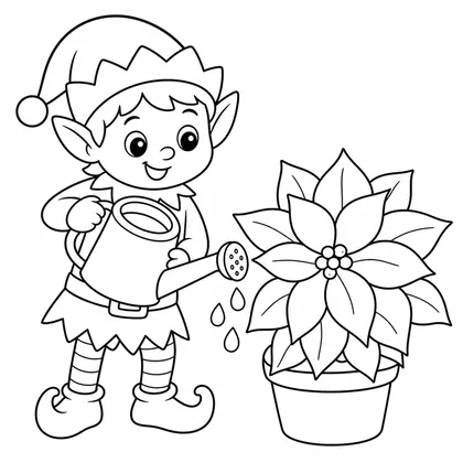 Dibujo de elfo con regadera para colorear