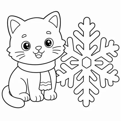 Dibujo de gatito con bufanda para colorear