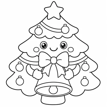 Dibujo de arbolito con campana para colorear