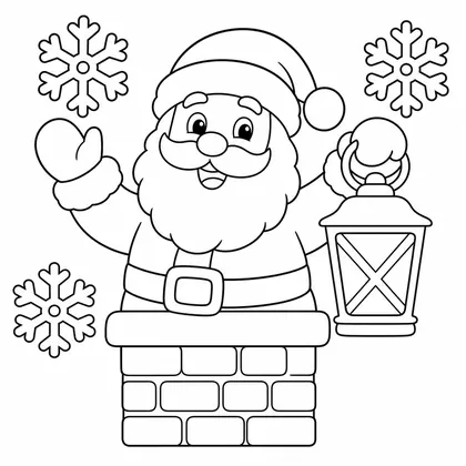 Dibujo de papá noel en chimenea para colorear