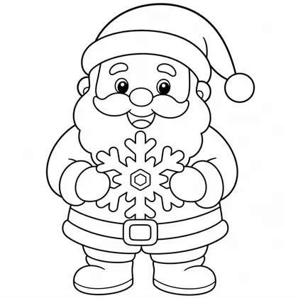Dibujo de papá noel con copo para colorear