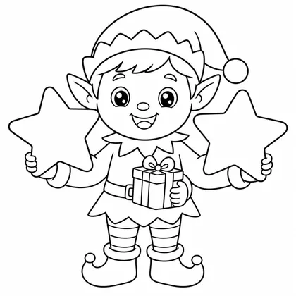 Dibujo de elfo con estrellas para colorear