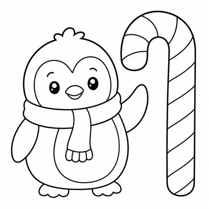 Dibujo de pingüino con bufanda para colorear