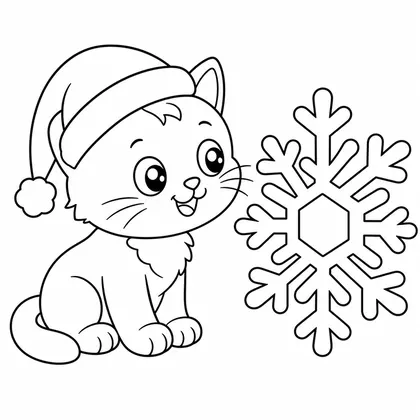Dibujo de gato con copo para colorear